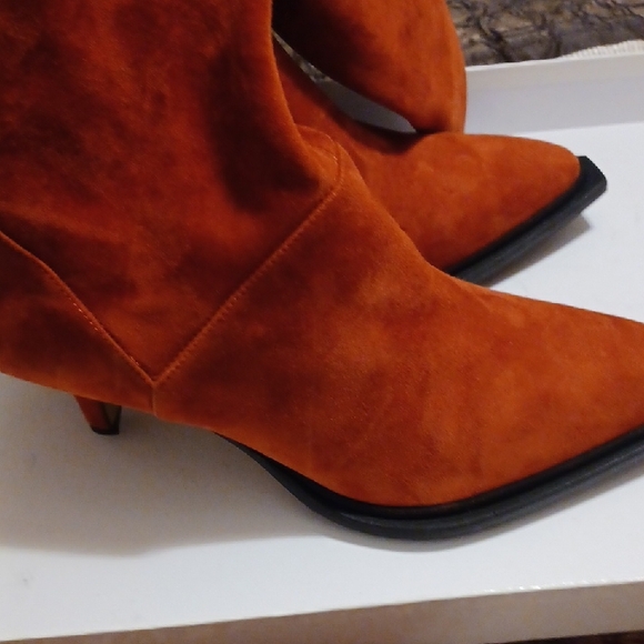 Marina Rinaldi Orange Suede Ankle Boots - Picture 7 of 15